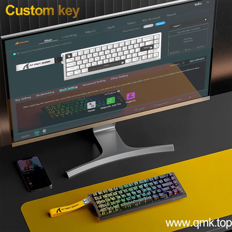 ATTACK SHARK, X68 HE, Mechanical Keyboard, 128K Scan Rate, 0.01Mm RT Accuracy, Magnetic Switch, Gaming, RGB, Hot-Swappable