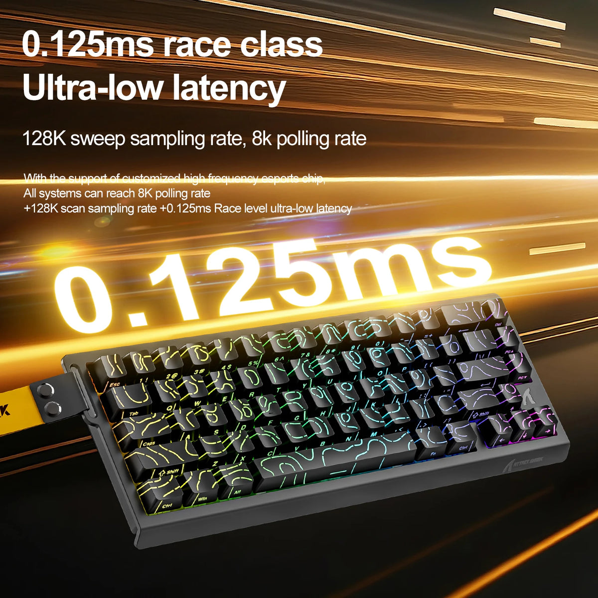 ATTACK SHARK, X68 HE, Mechanical Keyboard, 128K Scan Rate, 0.01Mm RT Accuracy, Magnetic Switch, Gaming, RGB, Hot-Swappable