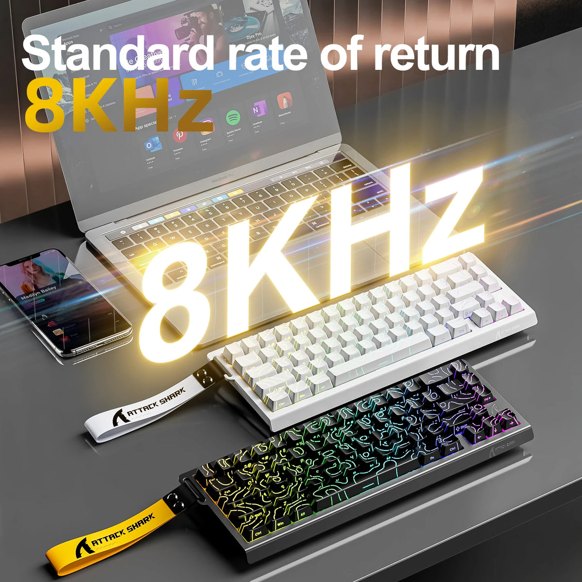 ATTACK SHARK, X68 HE, Mechanical Keyboard, 128K Scan Rate, 0.01Mm RT Accuracy, Magnetic Switch, Gaming, RGB, Hot-Swappable